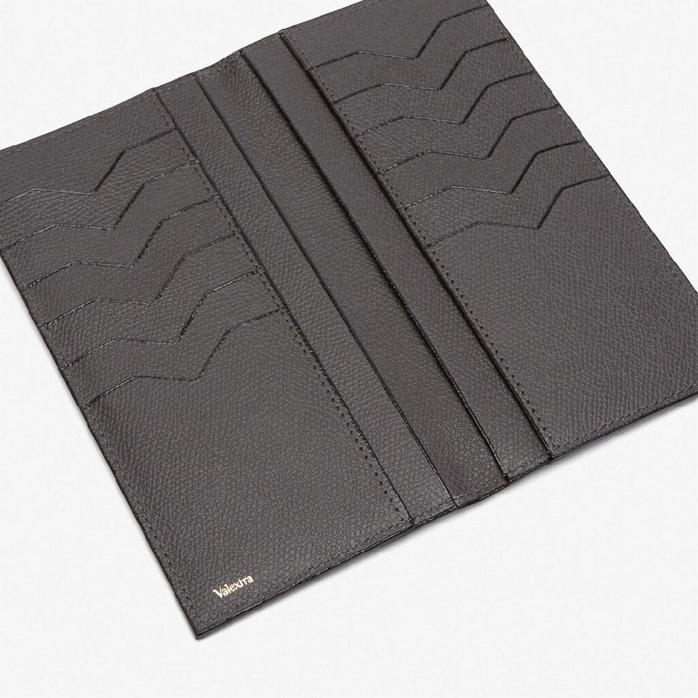 Valextra Portafoglio verticale bifold in Pelle Grigia | Valextra In Vendita