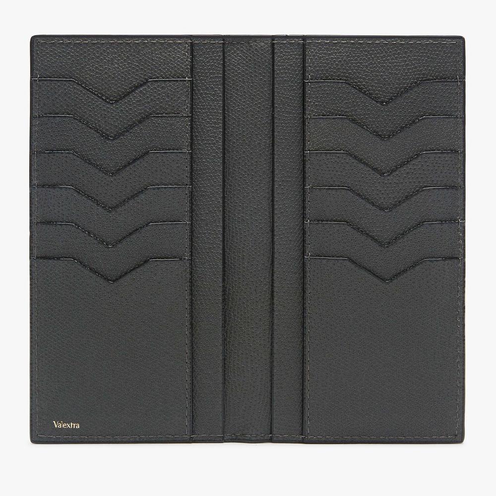 Valextra Portafoglio verticale bifold in Pelle Grigia | Valextra In Vendita