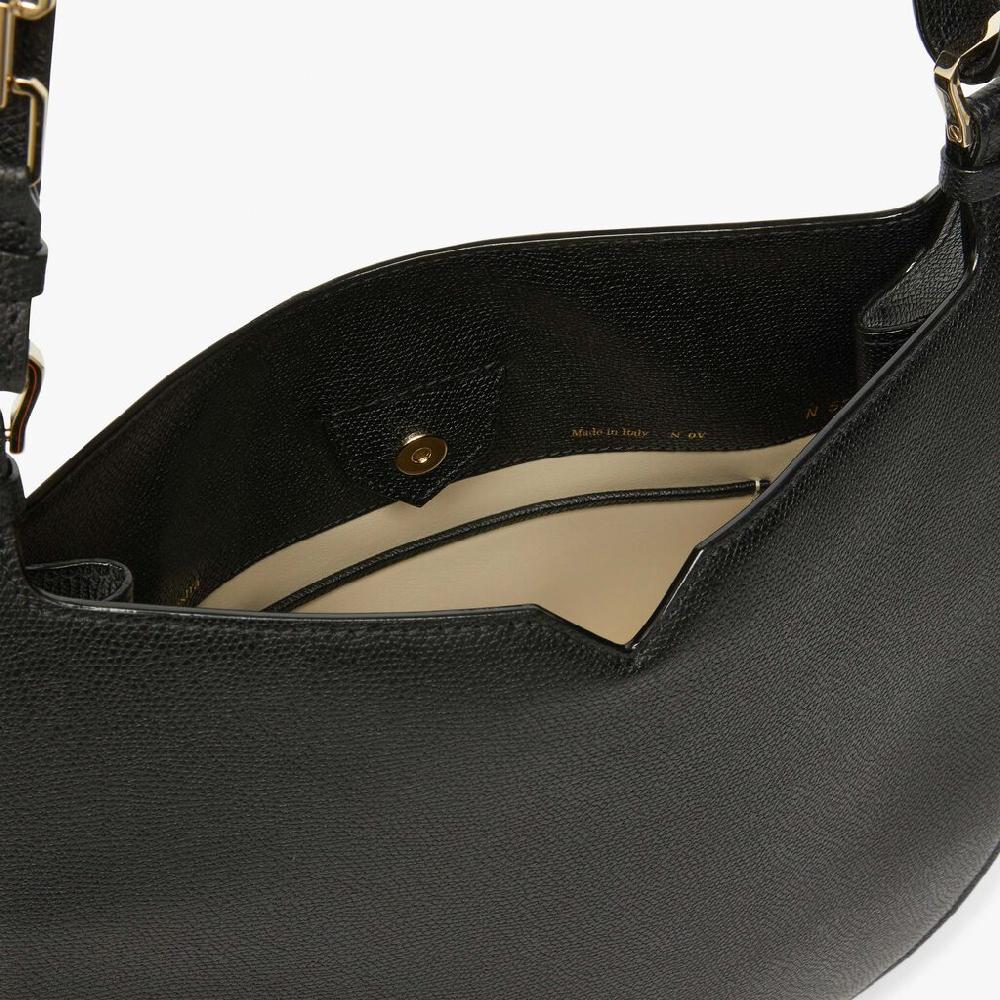 Valextra Borsa a spalla Media in Pelle Nera | Valextra Hobo Saldi Di Fabbrica