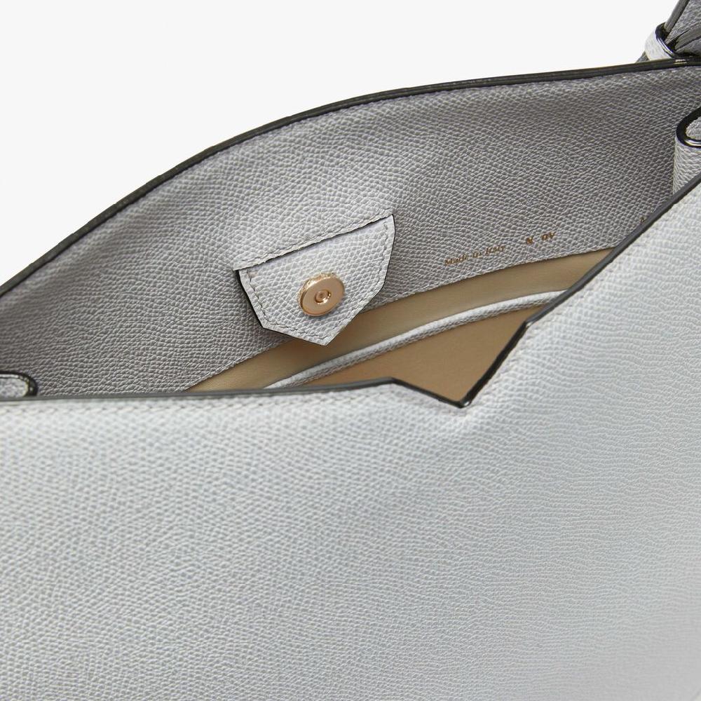 Valextra Borsa tonda da Donna in Pelle Grigia con tasche | Valextra Hobo Vendite Flash