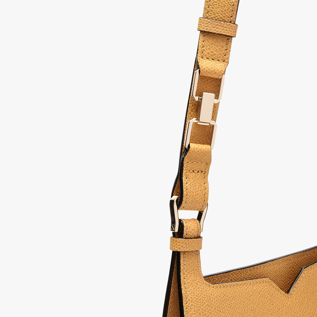 Valextra Borsa a spalla compatta in Pelle Gialla Ambra | Valextra Hobo Negozio