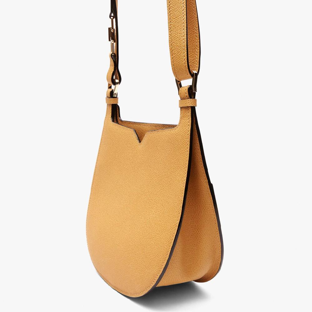 Valextra Borsa a spalla compatta in Pelle Gialla Ambra | Valextra Hobo Negozio
