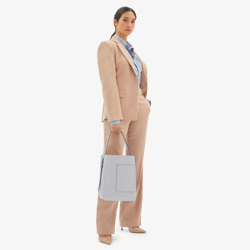 Valextra Borsa a secchiello da Donna in Pelle Grigia | Valextra Soft Negozio online di fabbrica