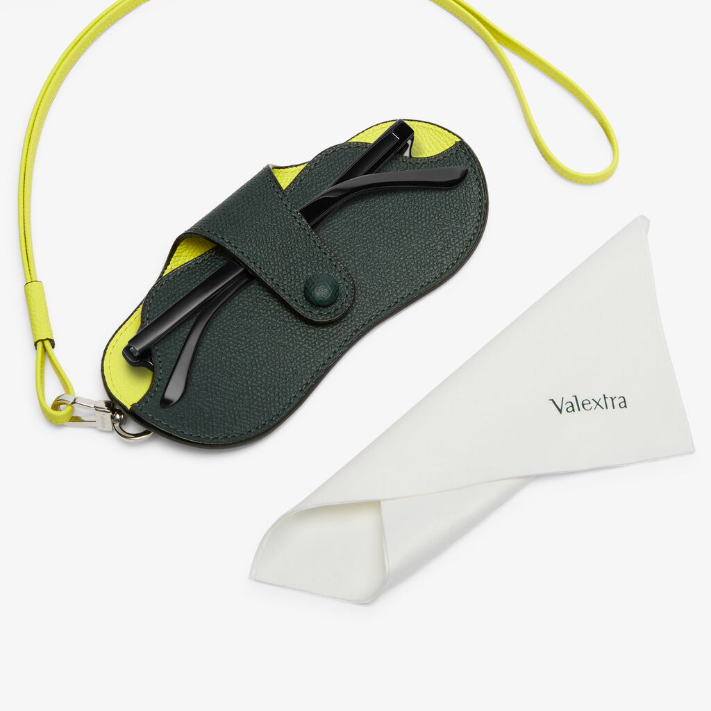 Valextra Custodia occhiali di Lusso in Pelle Verde e Gialla lime | Valextra Offerta speciale