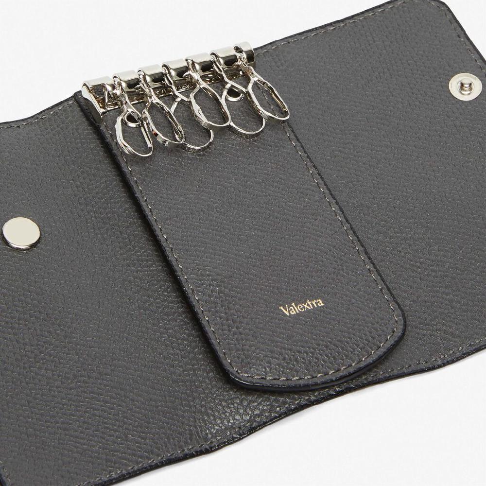 Valextra Portachiavi chiuso in Pelle Grigia | Valextra Flash Sale