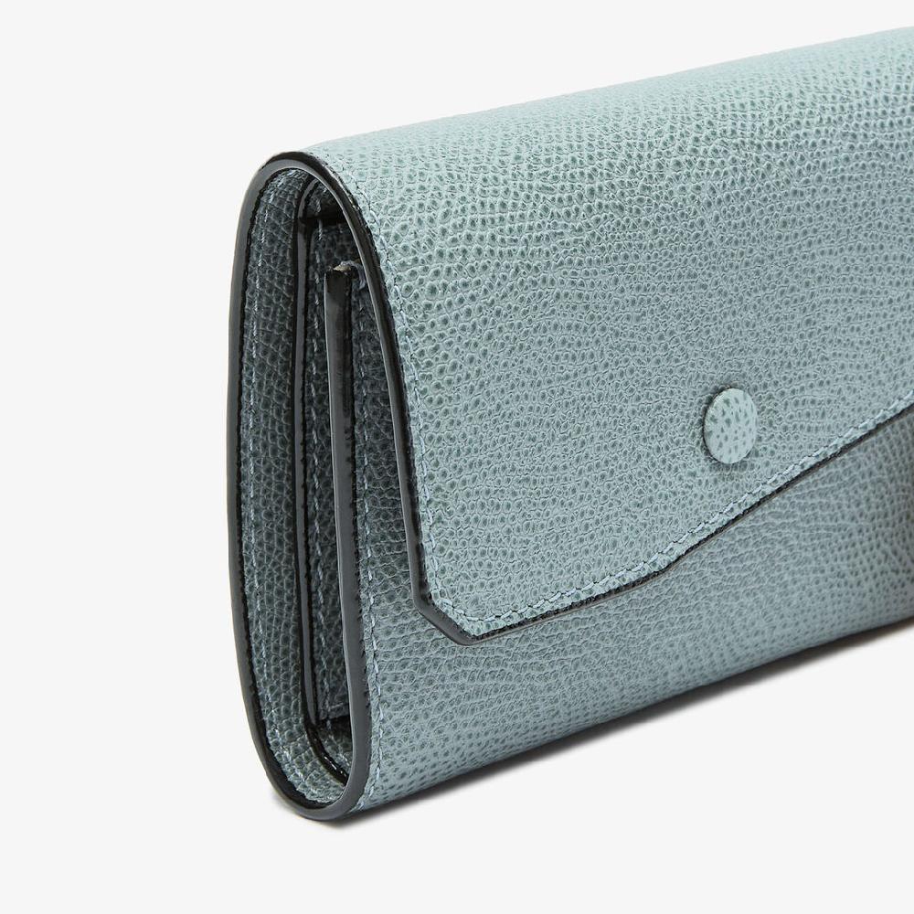 Valextra Portafoglio piccolo di Lusso in Pelle Azzurra | Valextra Pocket Offerta migliore