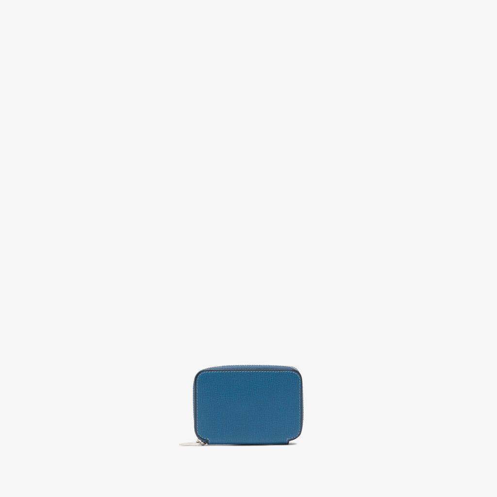 Valextra Porta carte di Lusso in Pelle Blu Cobalto | Valextra Zip Around Online Outlet