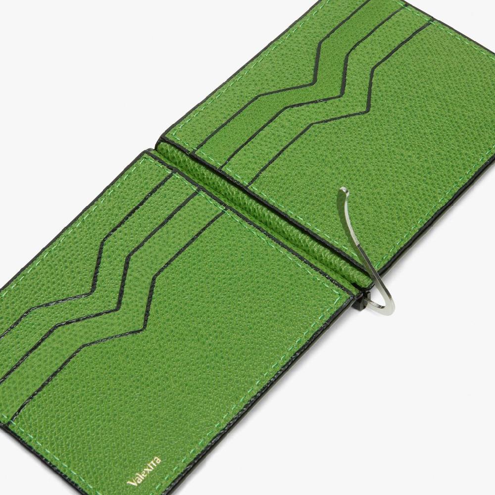 Valextra Portafoglio con fermasoldi in Pelle Verde | Piccola pelletteria Valextra Grandi sconti