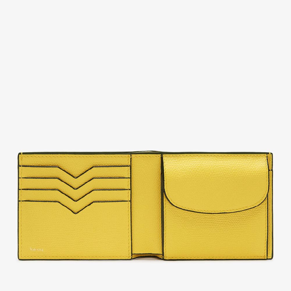 Valextra Portafoglio bifold da Donna di Lusso in Pelle Gialla | Valextra Offerte speciali
