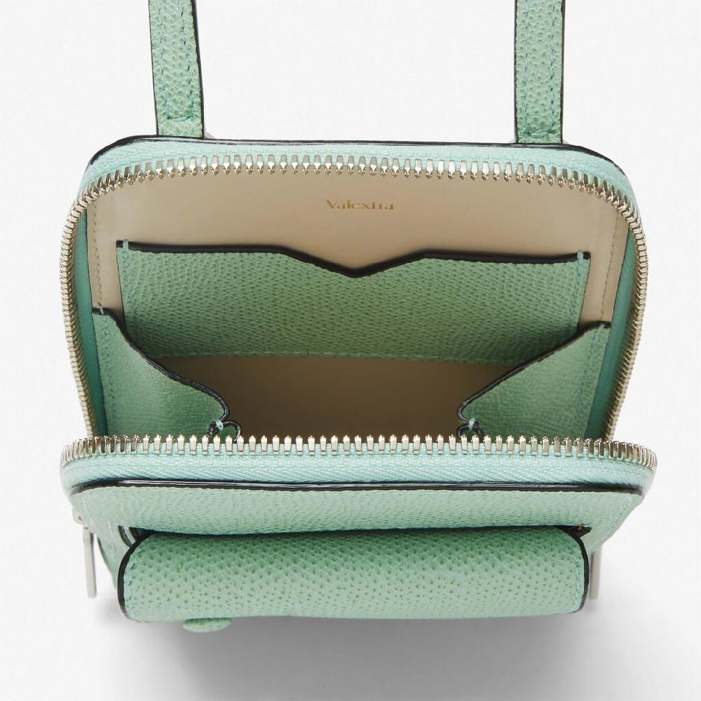 Valextra Porta telefono in Pelle Verde Acqua | Valextra Pocket Soddisfazione Garantita