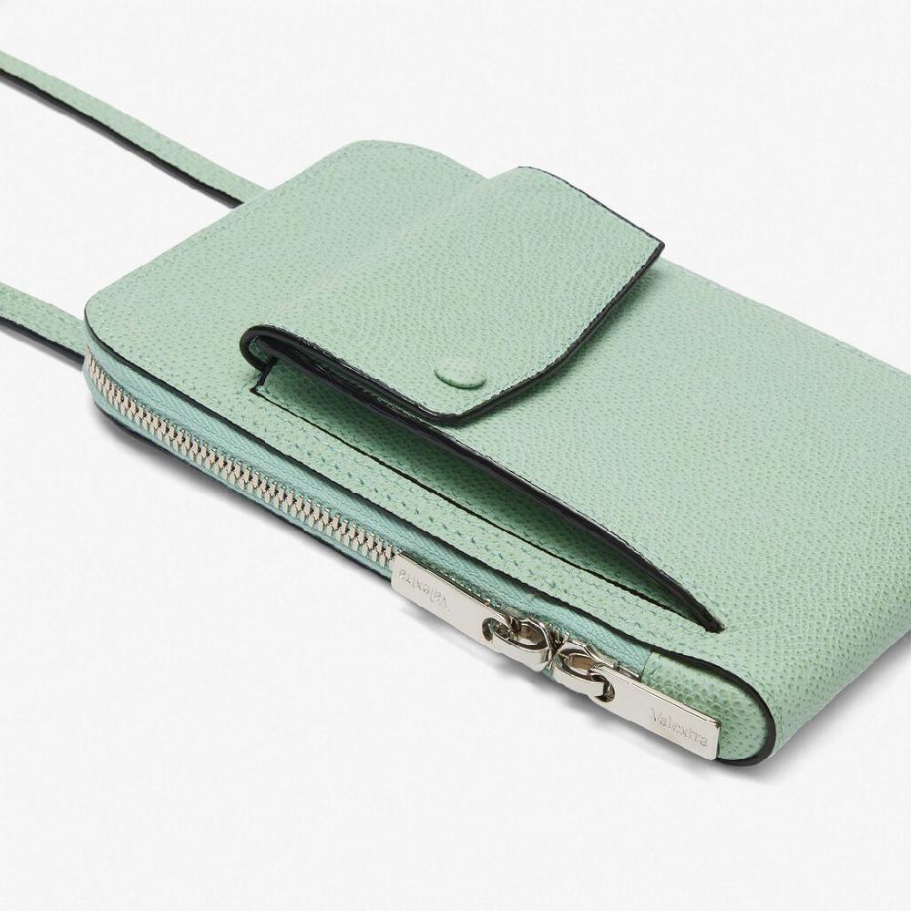 Valextra Porta telefono in Pelle Verde Acqua | Valextra Pocket Soddisfazione Garantita