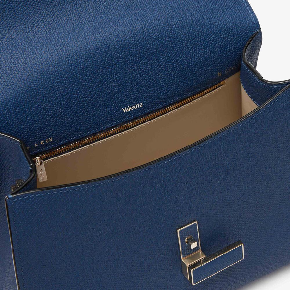 Valextra Borsa a mano da Donna in Pelle Blu Zaffiro | Valextra Iside Negozi Online