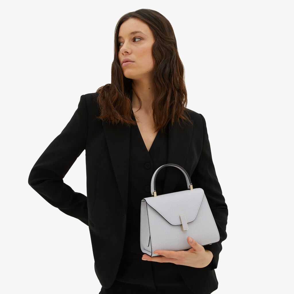 Valextra Borsa a tracolla da Donna in Pelle Grigia | Valextra Iside Consegna Veloce