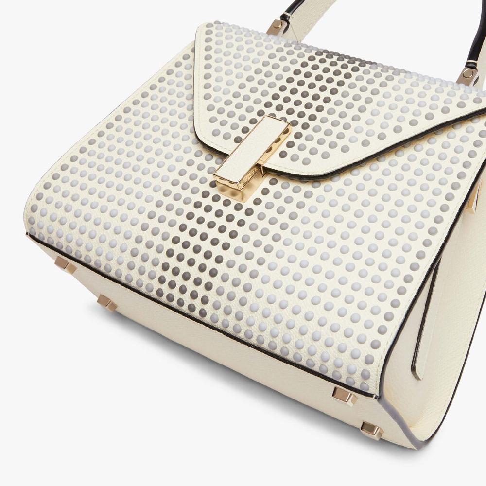 Valextra Borsa Donna con borchie Grigie in Pelle Bianca | Valextra Iside Saldi