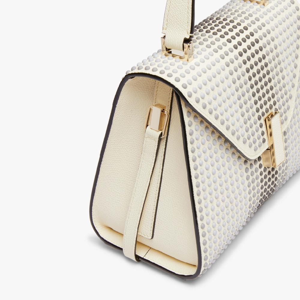 Valextra Borsa Donna con borchie Grigie in Pelle Bianca | Valextra Iside Saldi