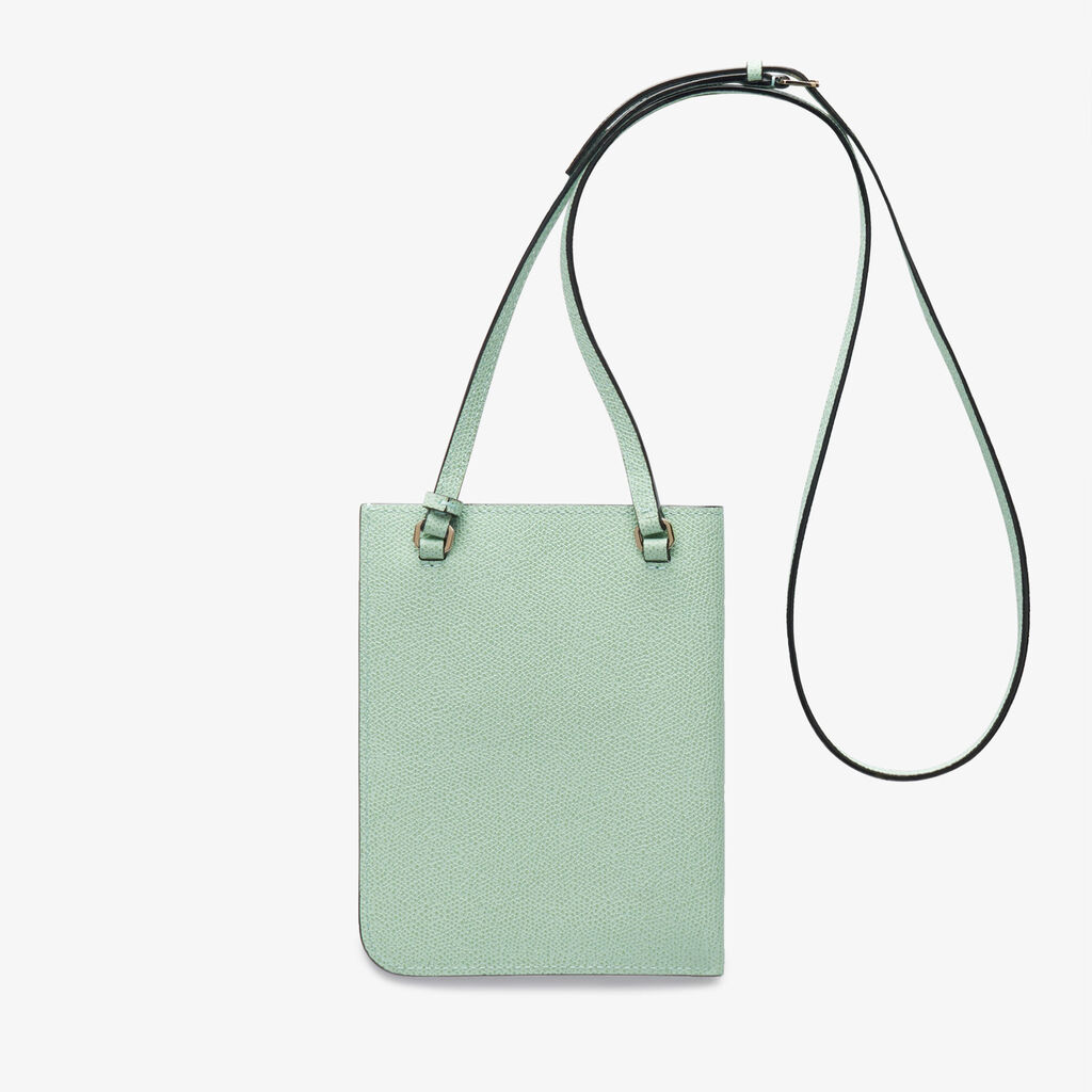 Valextra Portafoglio in Pelle Verde Acqua con tracolla | Valextra Soft Saldi Di Fabbrica