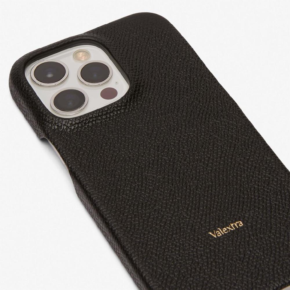 Valextra Cover rigida per Iphone 13 Pro in Pelle Nera | Valextra Vendite stagionali