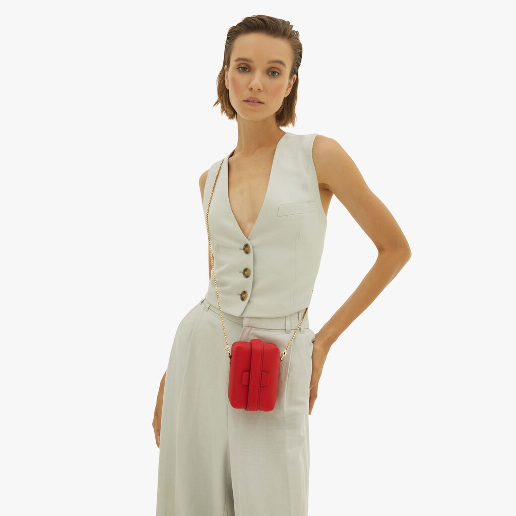 Valextra Borsa a tracolla Nano minimal in Pelle Rossa | Valextra Tric Trac Cyber Monday