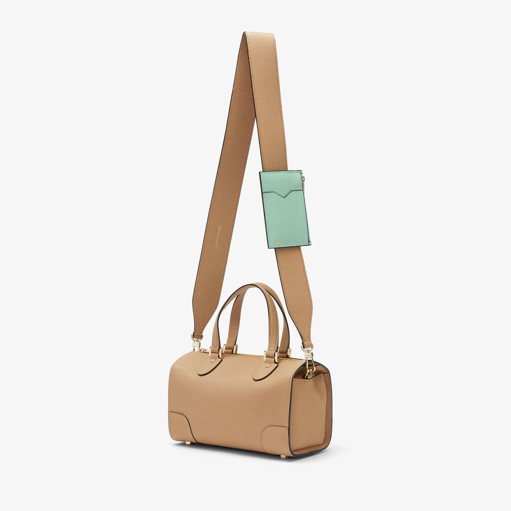 Valextra Tracolla con portacarte in Pelle Beige e Verde | Valextra Vendita calda