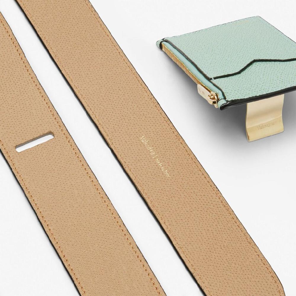 Valextra Tracolla con portacarte in Pelle Beige e Verde | Valextra Vendita calda