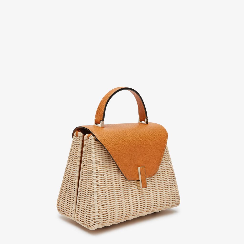 Valextra Borsa a mano Donna in Vimini e Pelle Arancione | Valextra Iside Offerta migliore