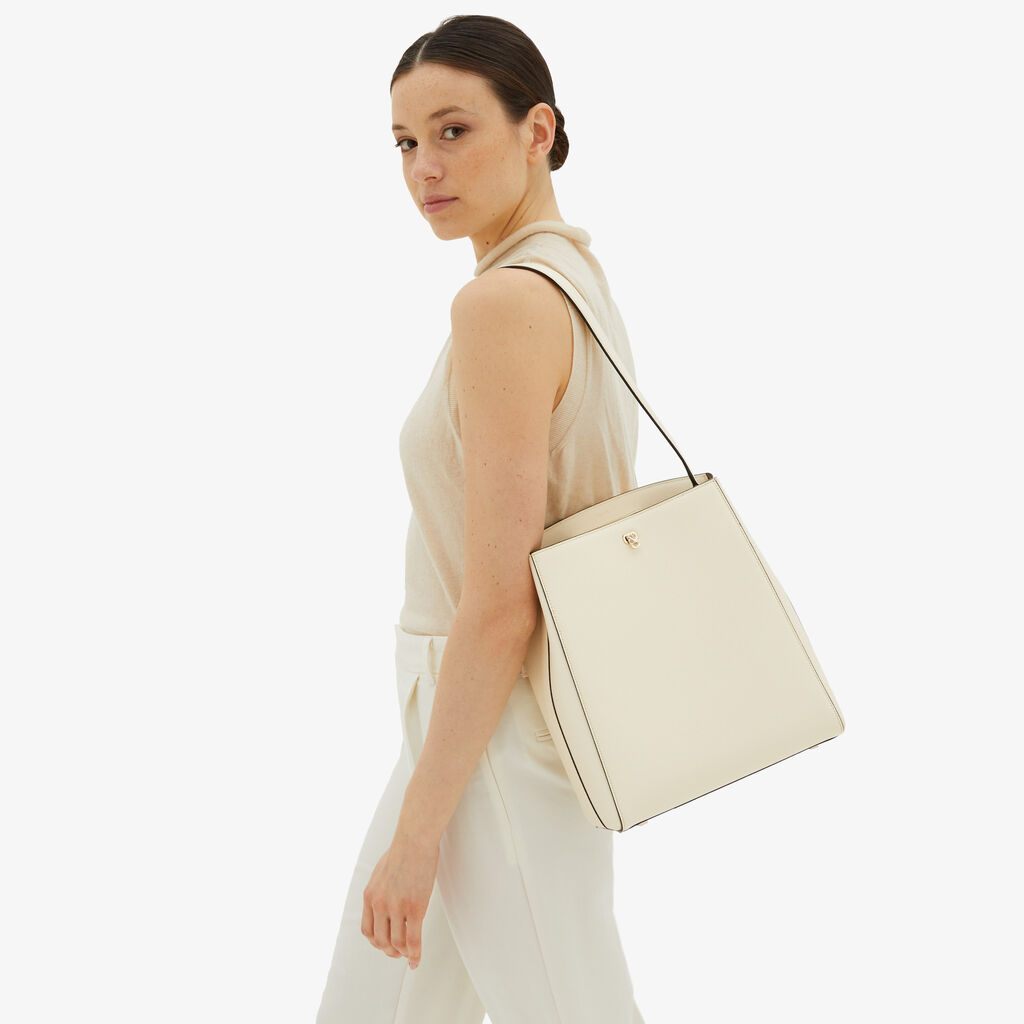 Valextra Borsa a spalla Media in Pelle Bianca | Valextra Brera Offerte esclusive