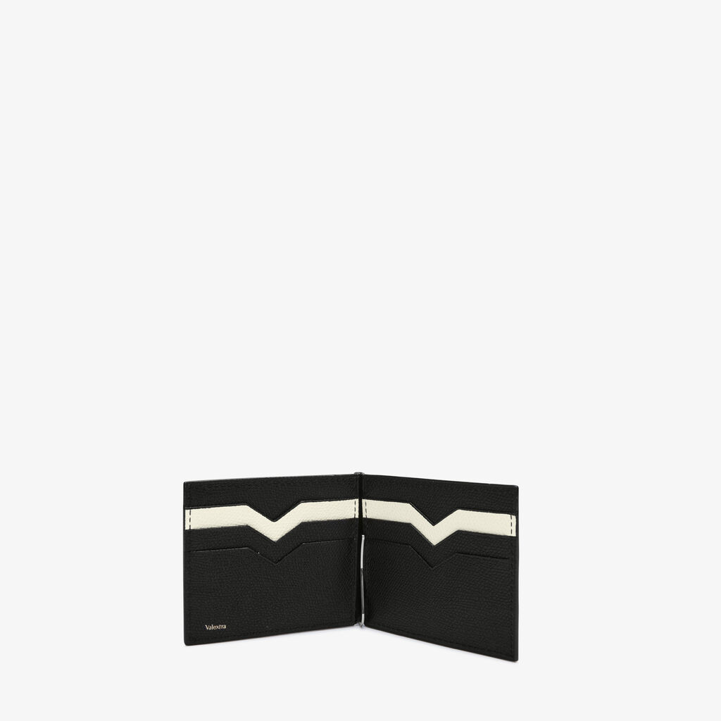 Valextra Portafoglio con fermasoldi in Pelle Nero e Bianco | Valextra Bestseller