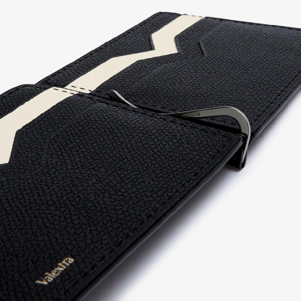 Valextra Portafoglio con fermasoldi in Pelle Nero e Bianco | Valextra Bestseller