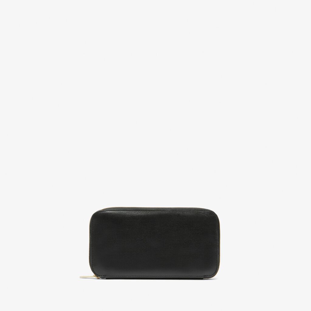 Valextra Portafoglio con zip in Pelle Nera | Valextra Zip Around Ritorno libero