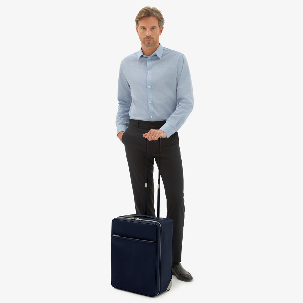 Valextra Valextra V-Line: Valigia trolley in Pelle Blu Ultimi tre giorni