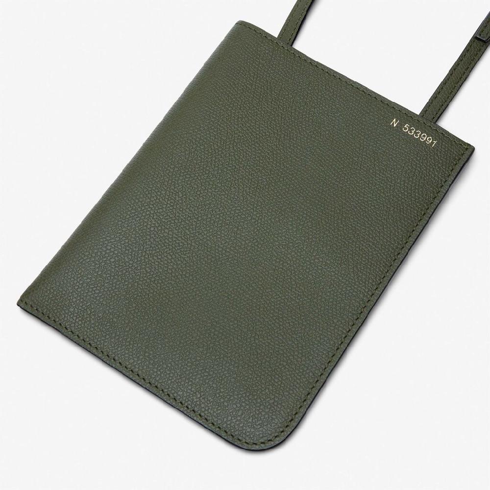 Valextra Portadocumenti a tracolla in Pelle Verde Militare | Valextra Soft Ultimi due giorni