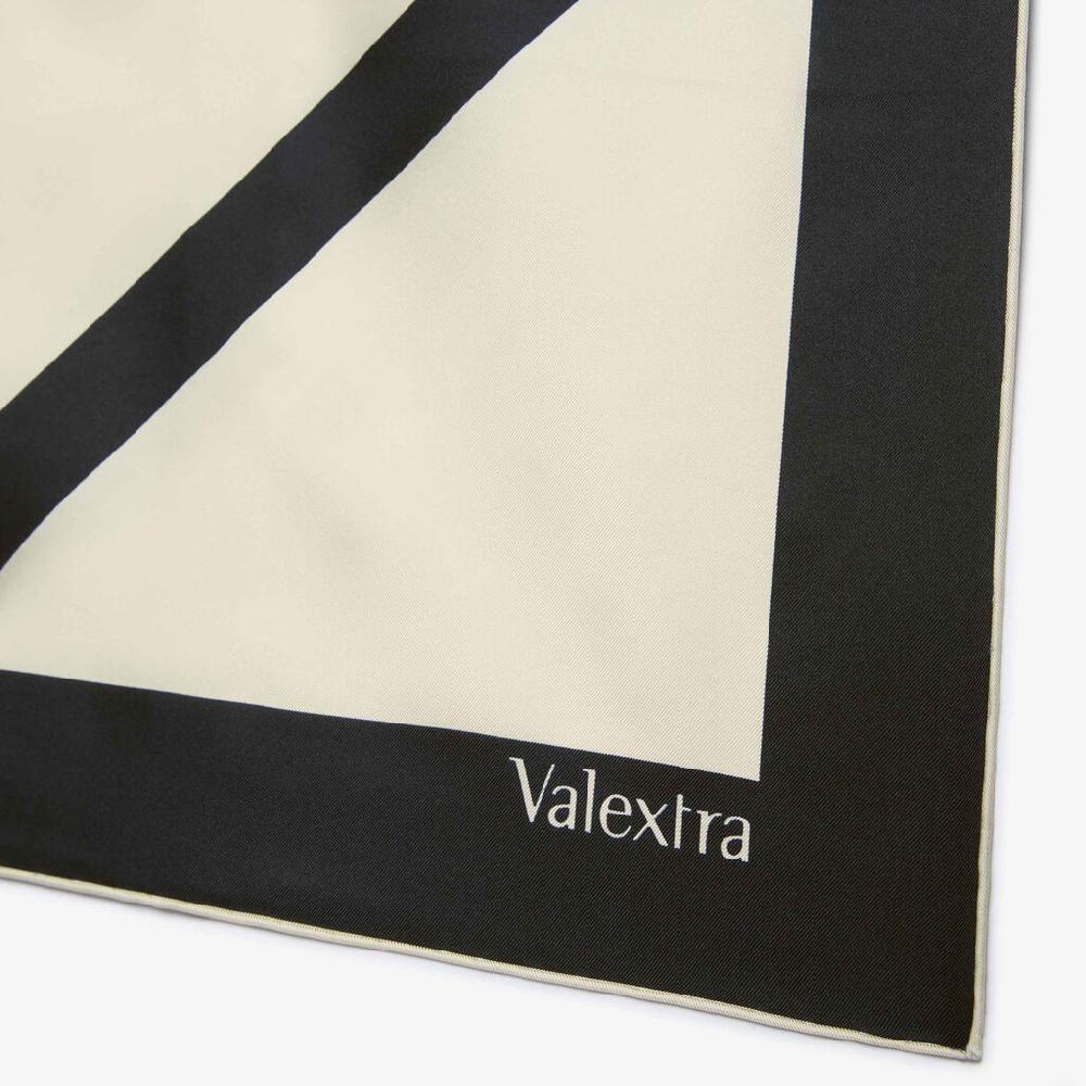 Valextra Foulard quadrato per borse in Seta Bianca e Nera | Valextra Ultimo giorno