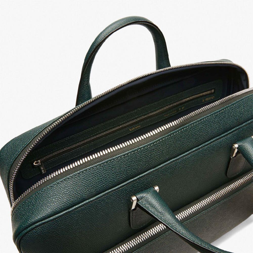 Valextra Valextra Avietta: Borsa business Media in Pelle Verde Promozione temporanea