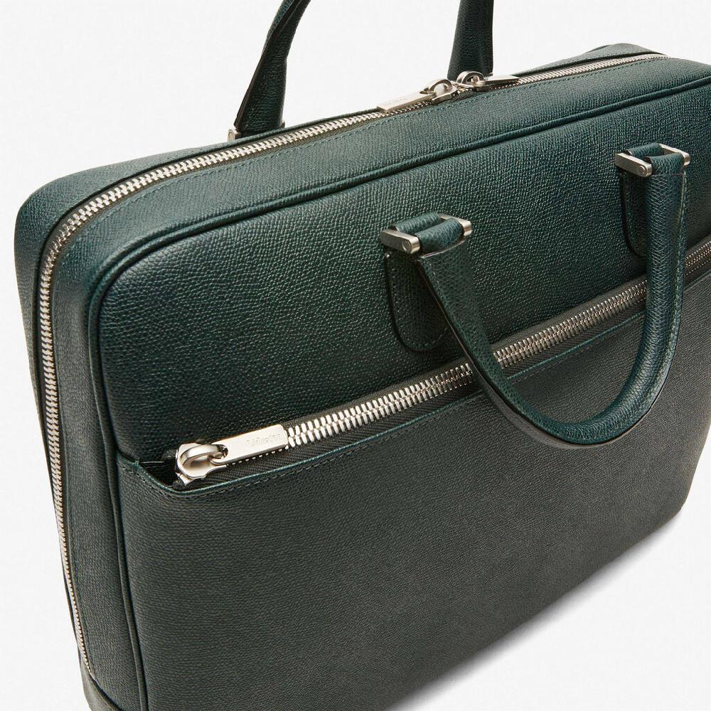 Valextra Valextra Avietta: Borsa business Media in Pelle Verde Promozione temporanea