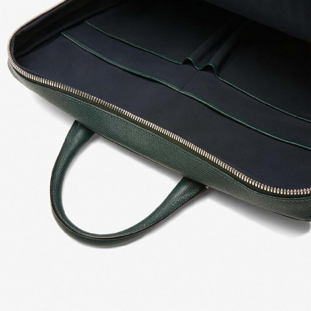 Valextra Valextra Avietta: Borsa business Media in Pelle Verde Promozione temporanea