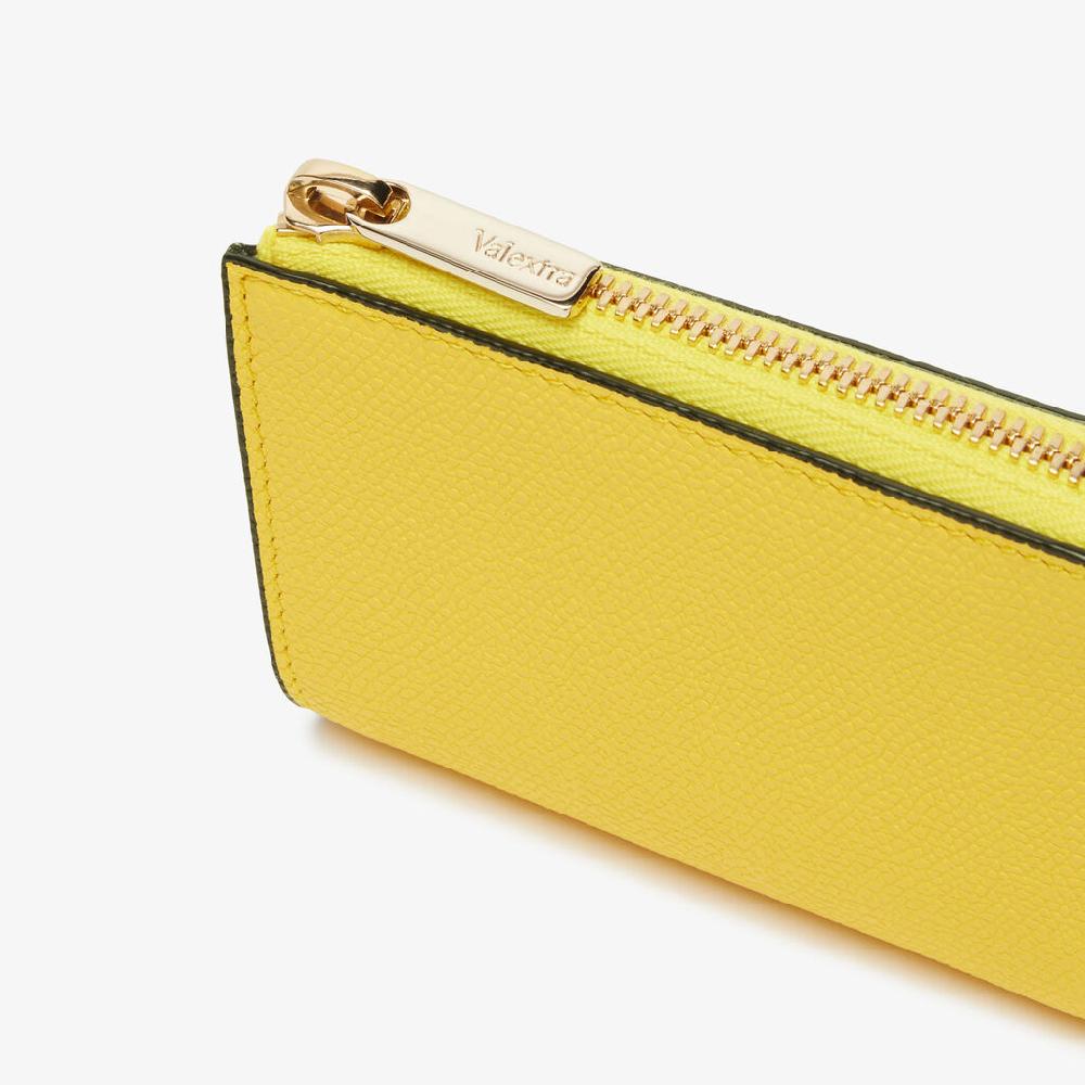 Valextra Portachiavi da Donna in Pelle Gialla | Valextra Zip Around Officina