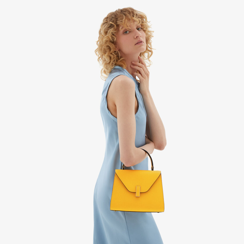 Valextra Borsa a mano in Pelle Gialla con tracolla | Valextra Iside Shopping Online