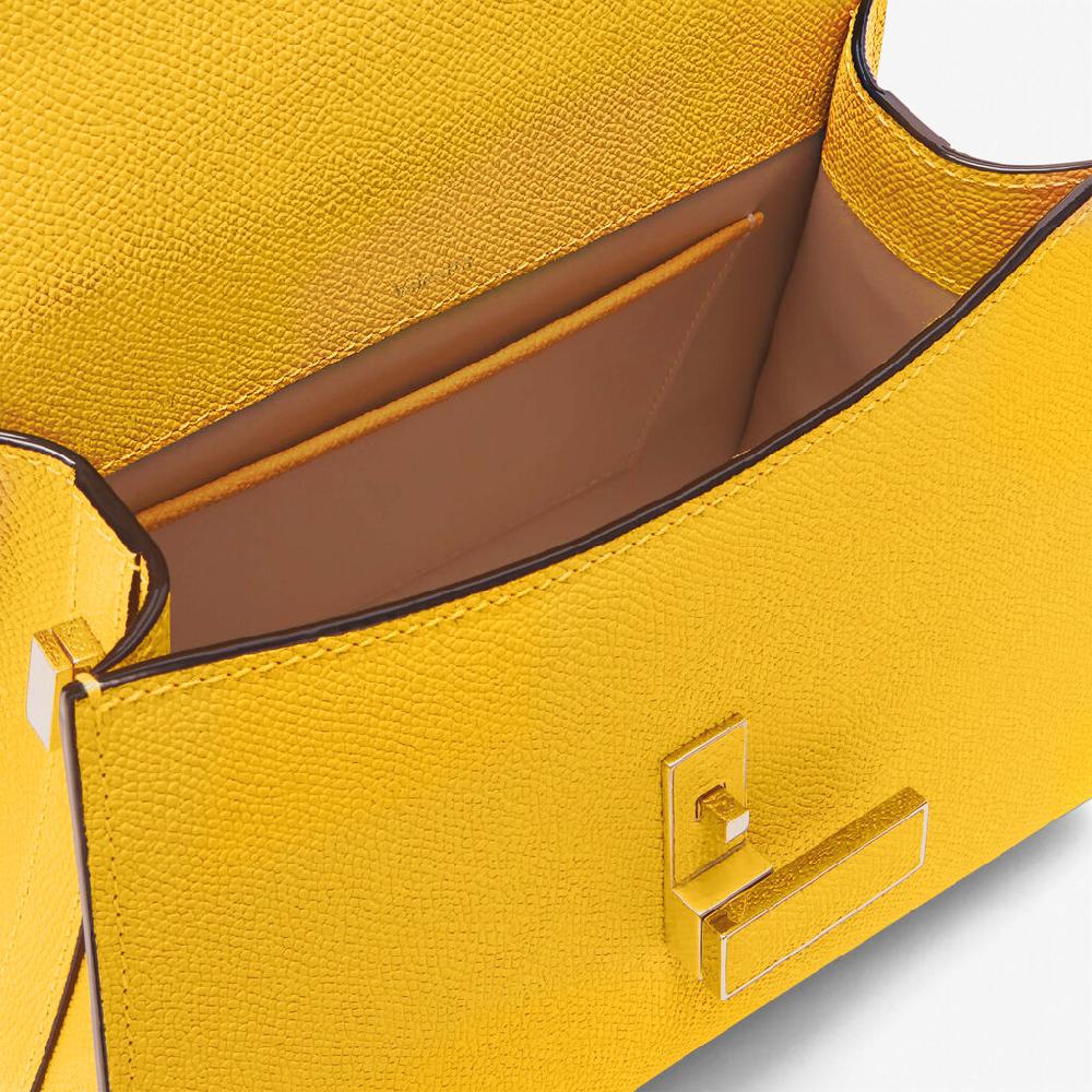 Valextra Borsa a mano in Pelle Gialla con tracolla | Valextra Iside Shopping Online