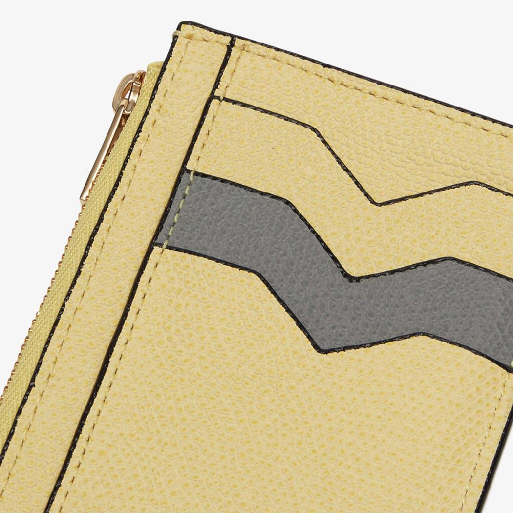 Valextra Porta carte da Donna in Pelle Gialla e Grigia di Lusso | Valextra Sconto