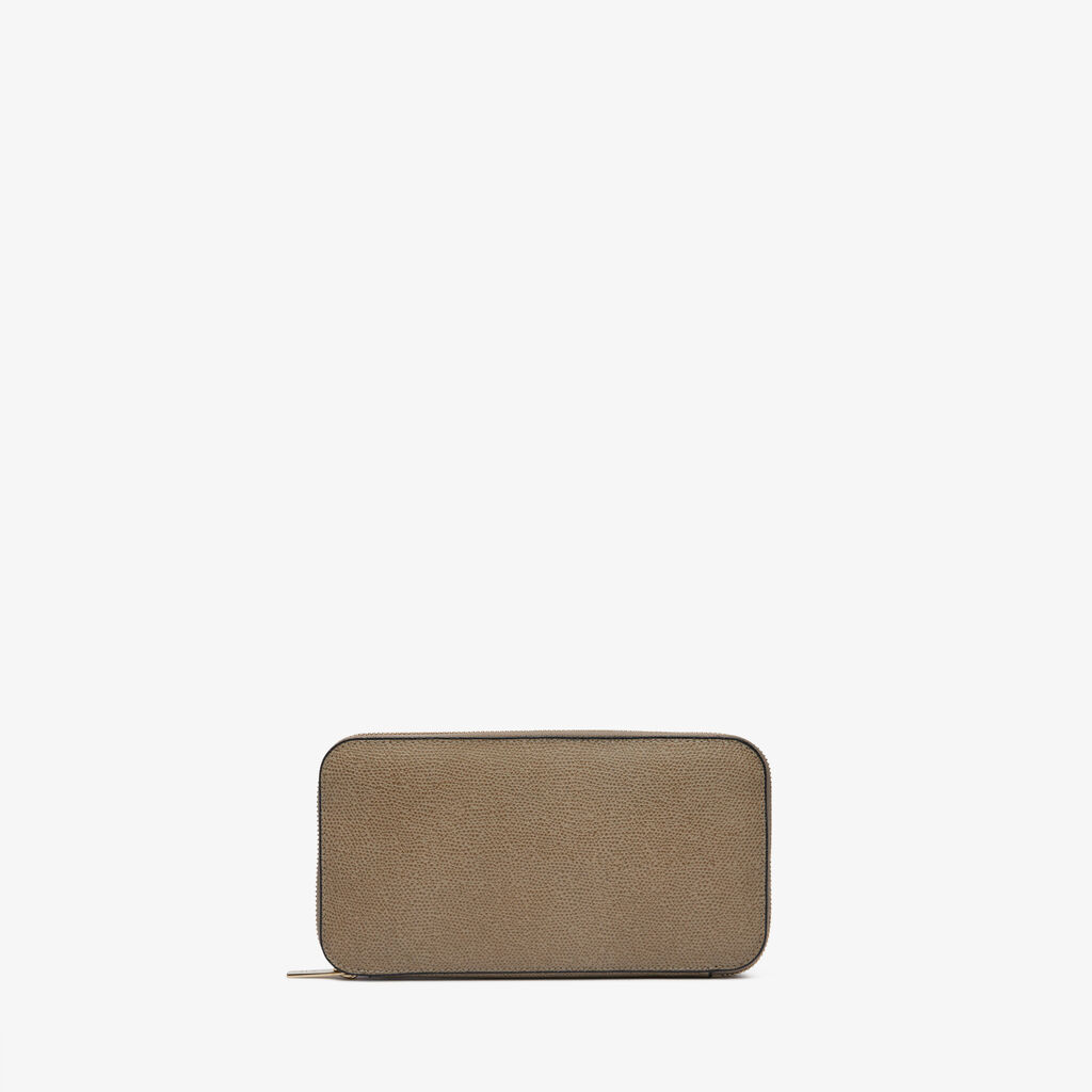 Valextra Portafoglio con zip in Pelle Marrone Tortora | Valextra Zip Around Outlet