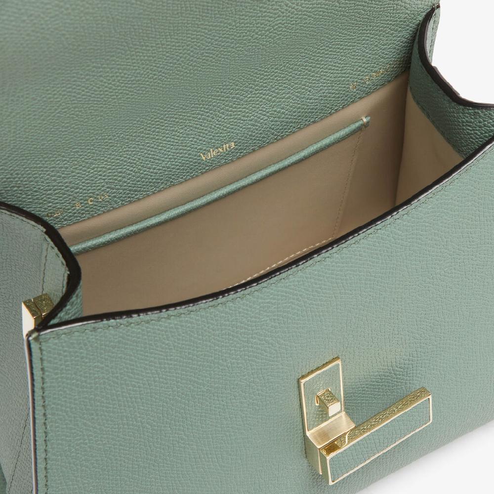Valextra Borsa a Mano Iside Mini | Pelle di vitello Millepunte | Verde Eucalipto | Valextra Nuova