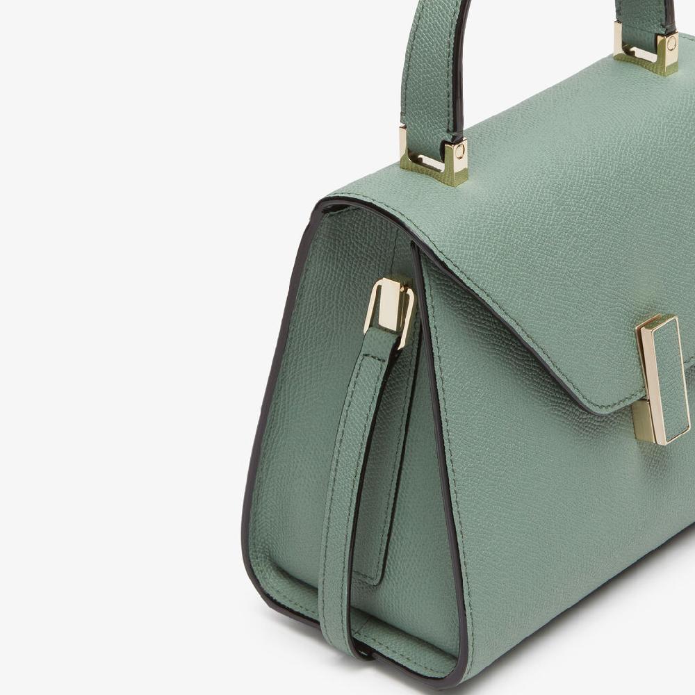 Valextra Borsa a Mano Iside Mini | Pelle di vitello Millepunte | Verde Eucalipto | Valextra Nuova