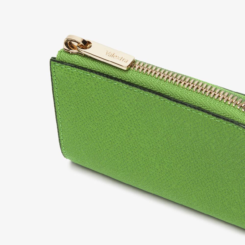 Valextra Portachiavi da Donna in Pelle Verde | Valextra Zip Around Fornitura limitata