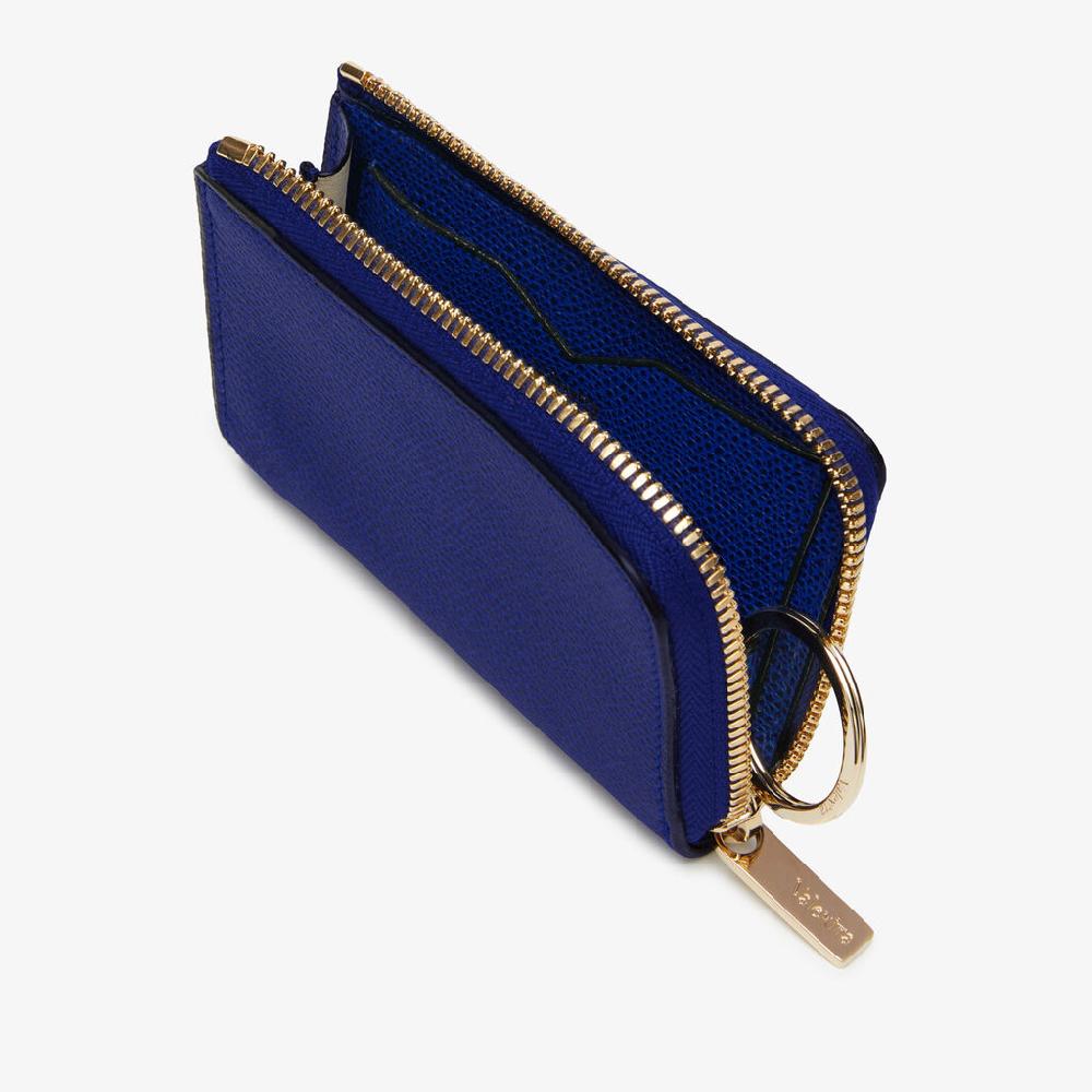 Valextra Portachiavi da Donna in Pelle Blu | Valextra Zip Around Shopping online
