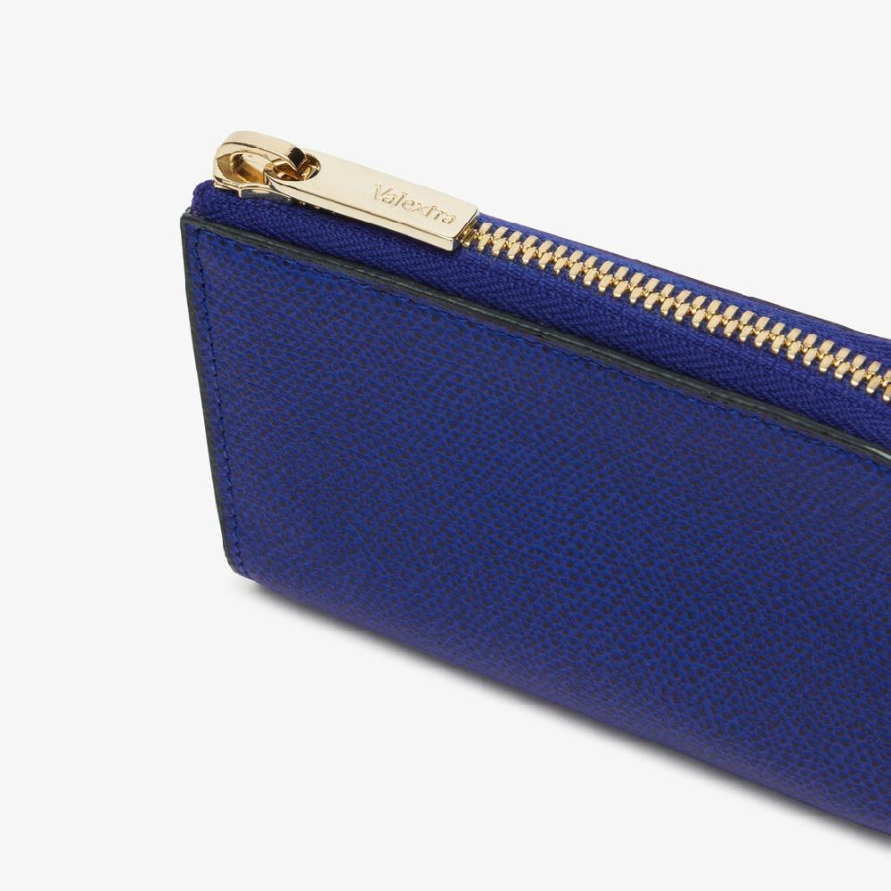Valextra Portachiavi da Donna in Pelle Blu | Valextra Zip Around Shopping online