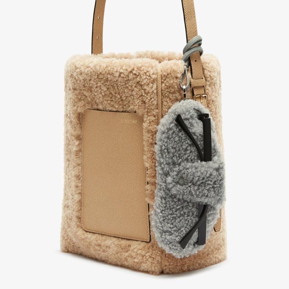 Valextra Custodia porta occhiali di Lusso in Shearling Grigia Cyber Monday
