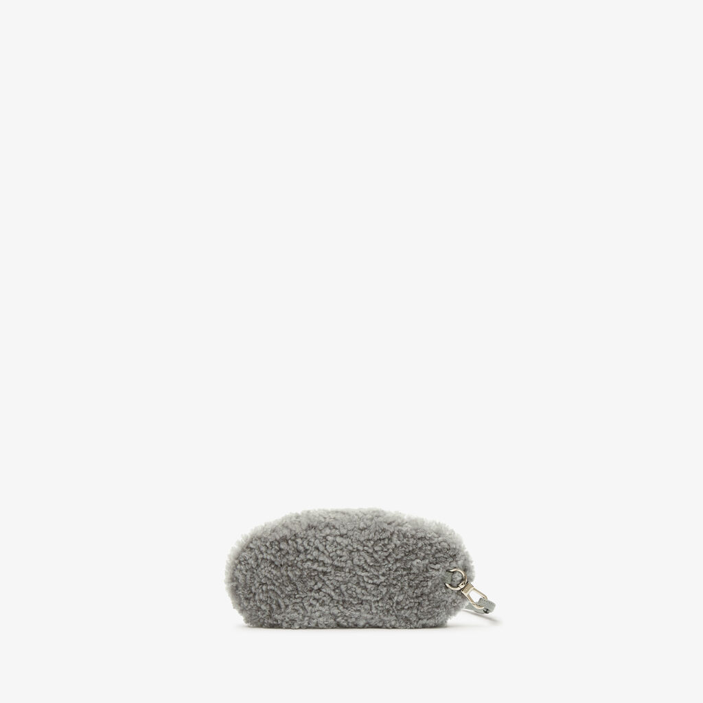 Valextra Custodia porta occhiali di Lusso in Shearling Grigia Cyber Monday