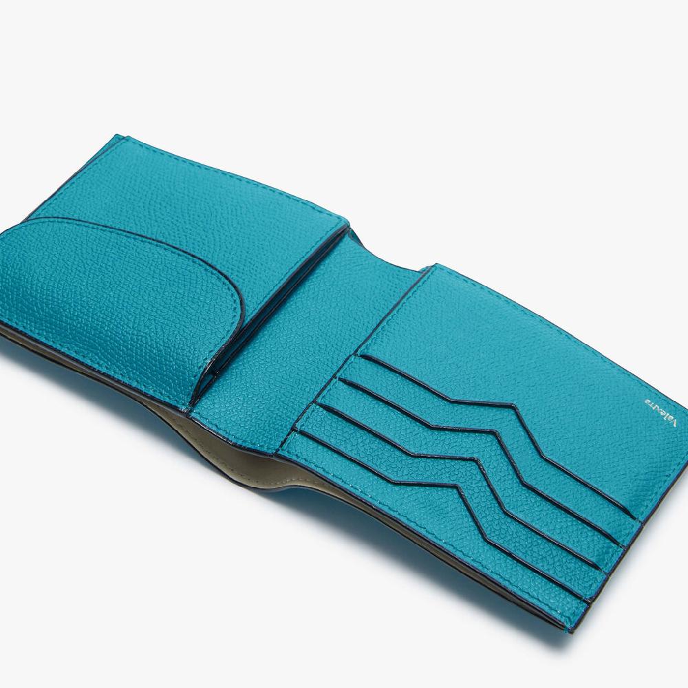Valextra Portafoglio con portamonete di Lusso in Pelle Blu | Valextra Offerta San Valentino