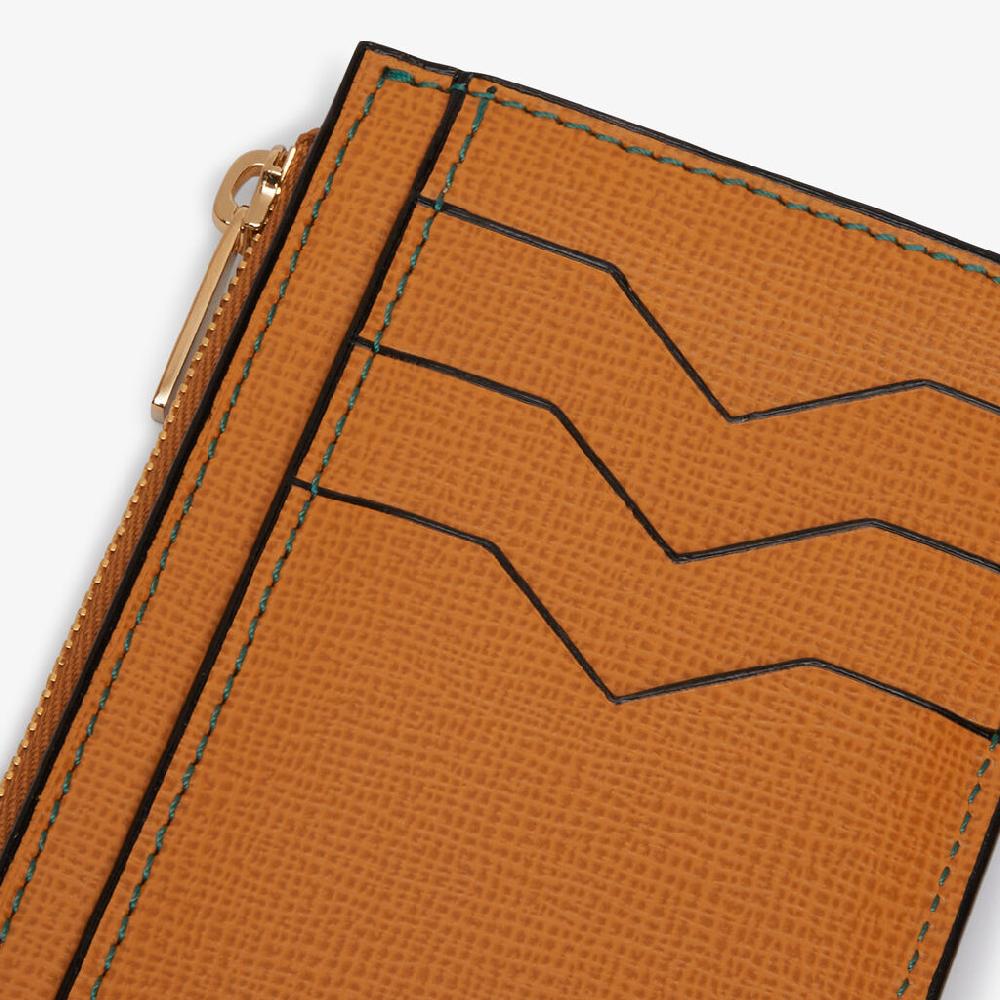 Valextra Porta carte e monete con zip in Pelle Marrone | Valextra Vendita calda