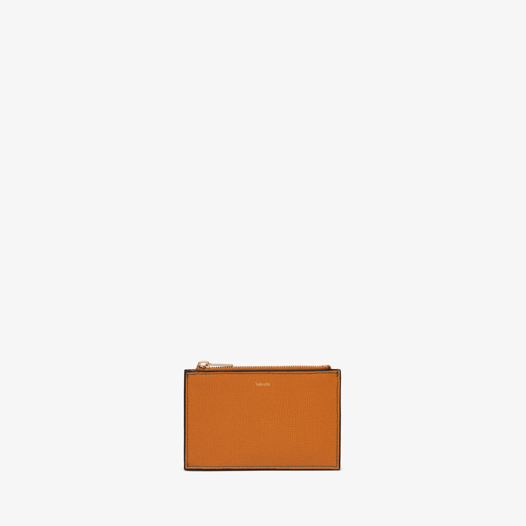Valextra Porta carte e monete con zip in Pelle Marrone | Valextra Vendita calda